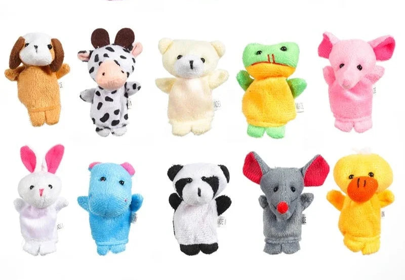 kit 10 peças brinquedo animais de pelúcia, fantoche no dedo para contar história. Brinquedos educativos para crianças