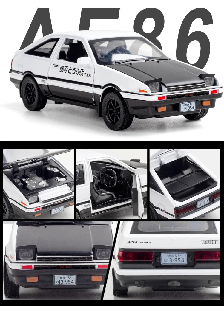 Carro em escala 1:32 TOYOTA AE86, miniatura em liga de metal